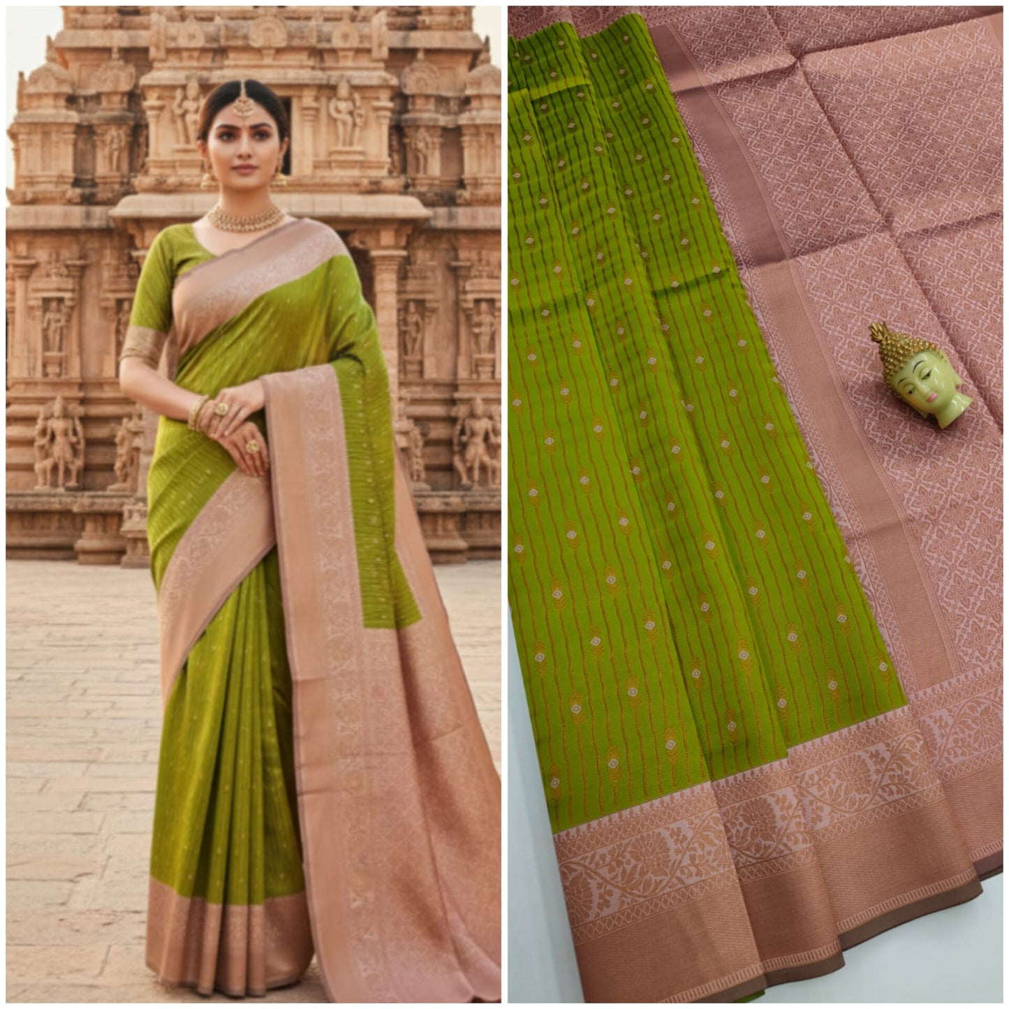 Kupura Vaira Oosi lightweight silk-type sarees in Samuthrika/Vasthrakala bridal style