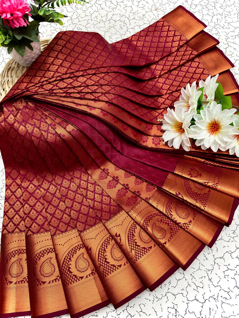Samuthrika Silk Saree – Real 3D Embossed Body