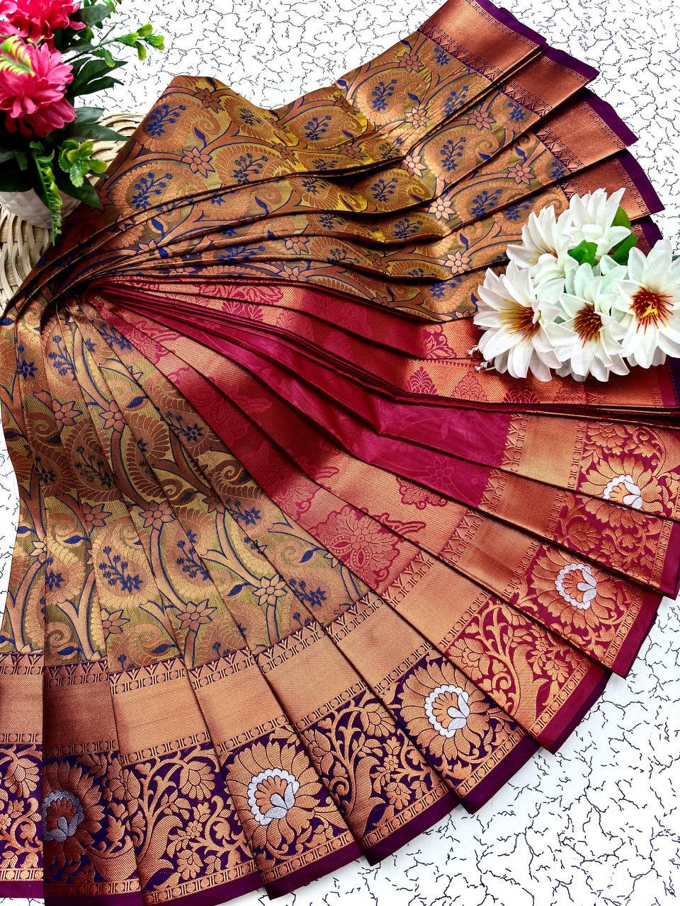 Samuthrika Silk Saree – Real 3D Embossed Body