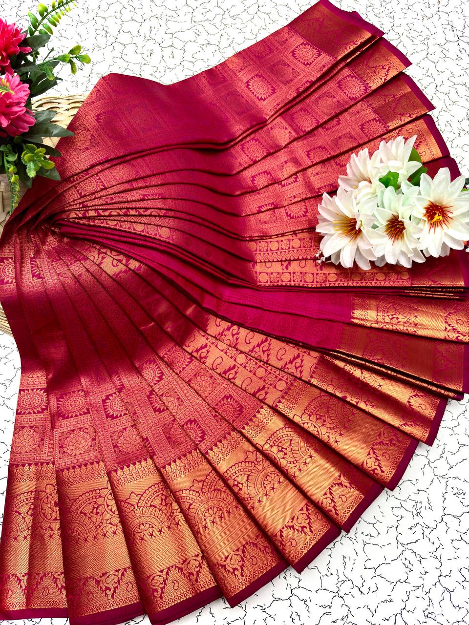 Samuthrika Silk Saree – Real 3D Embossed Body