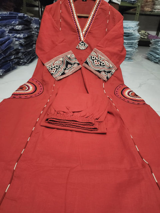 Elegant Pure Cotton Salwar With Intricate Hand Embroidery