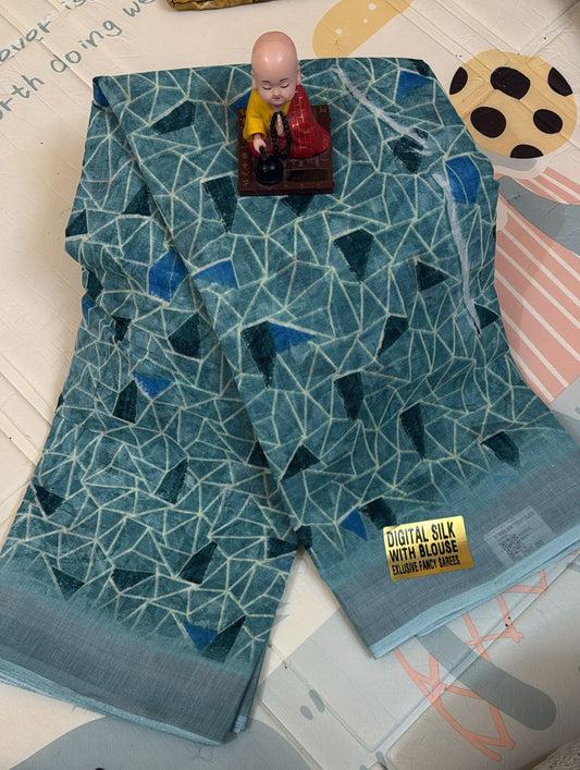 Digital Design Fancy Cotton Saree with Blouse