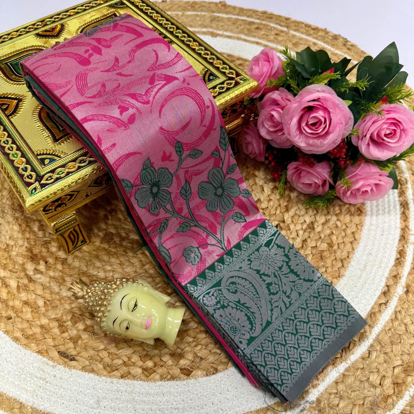 Kubera Korvai Rapier Silk Saree – 3D Embossed