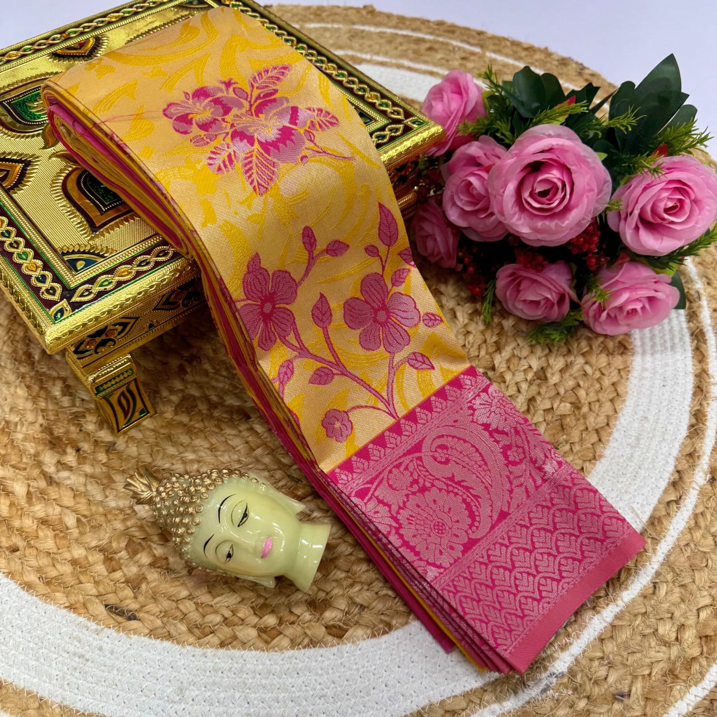 Kubera Korvai Rapier Silk Saree – 3D Embossed