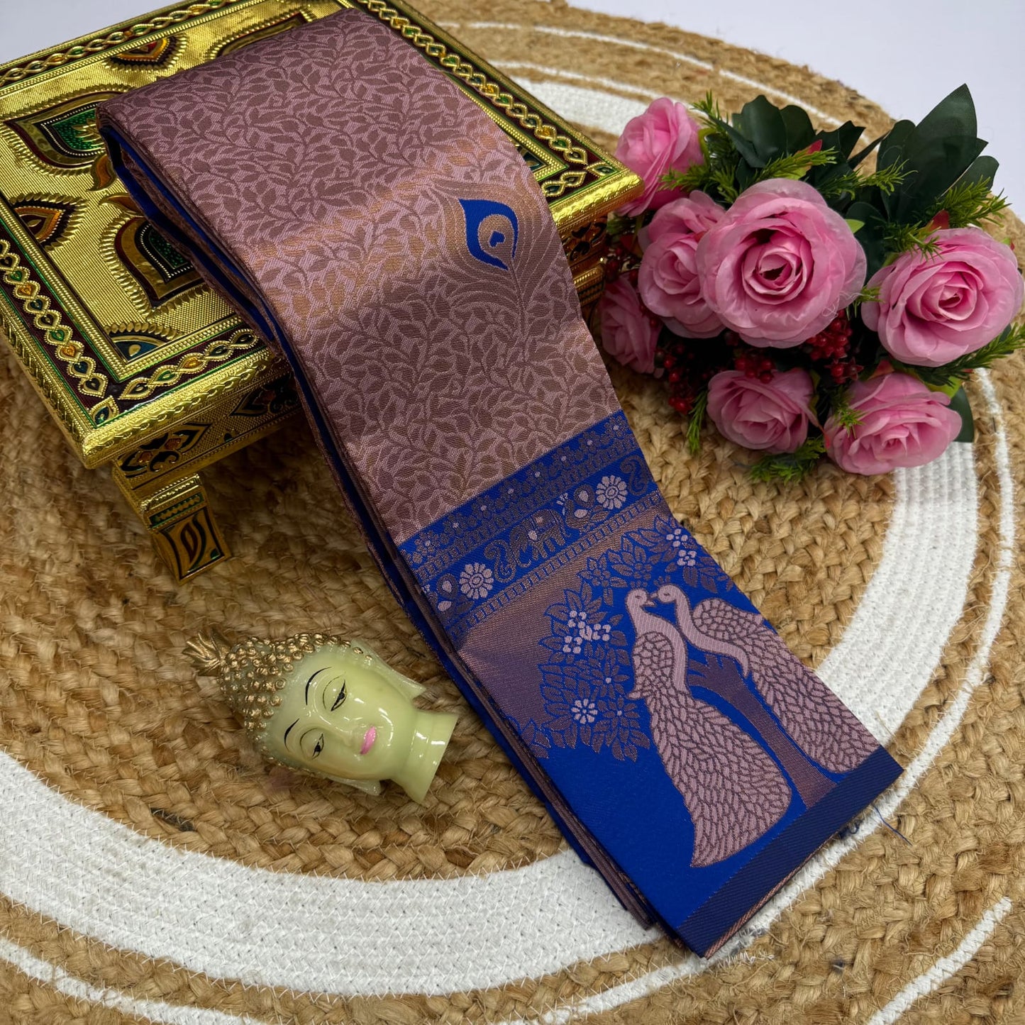 Kubera Korvai Rapier Silk Saree – 3D Embossed