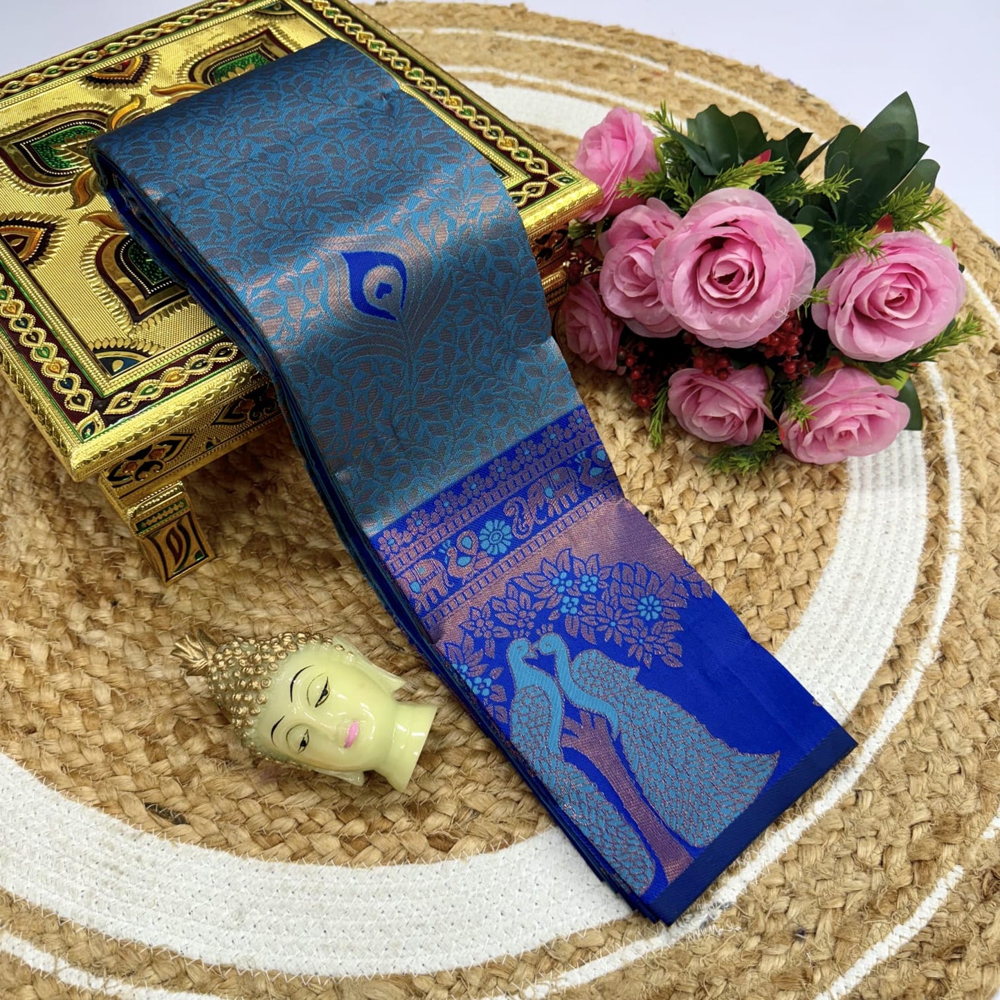 Kubera Korvai Rapier Silk Saree – 3D Embossed