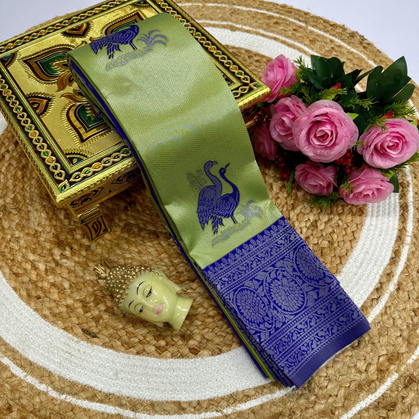 Kubera Korvai Rapier Silk Saree – 3D Embossed