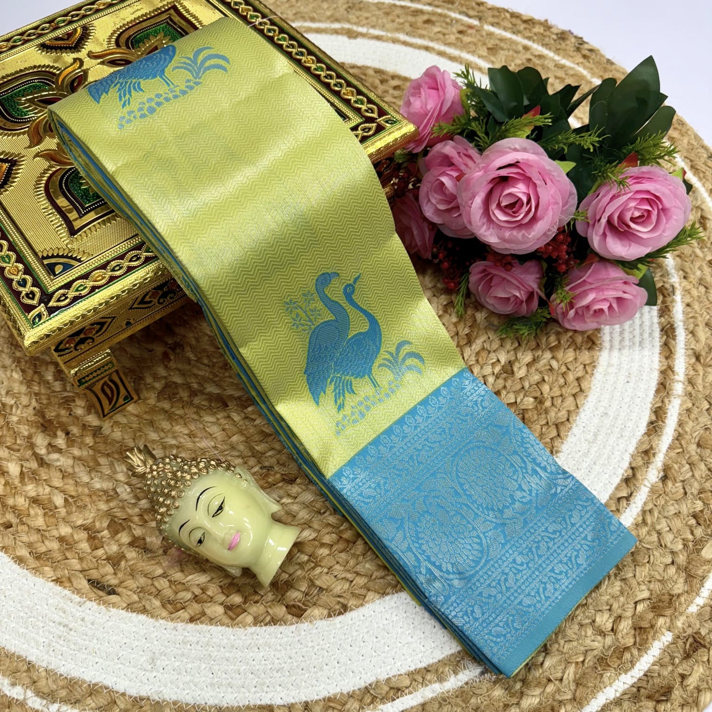 Kubera Korvai Rapier Silk Saree – 3D Embossed