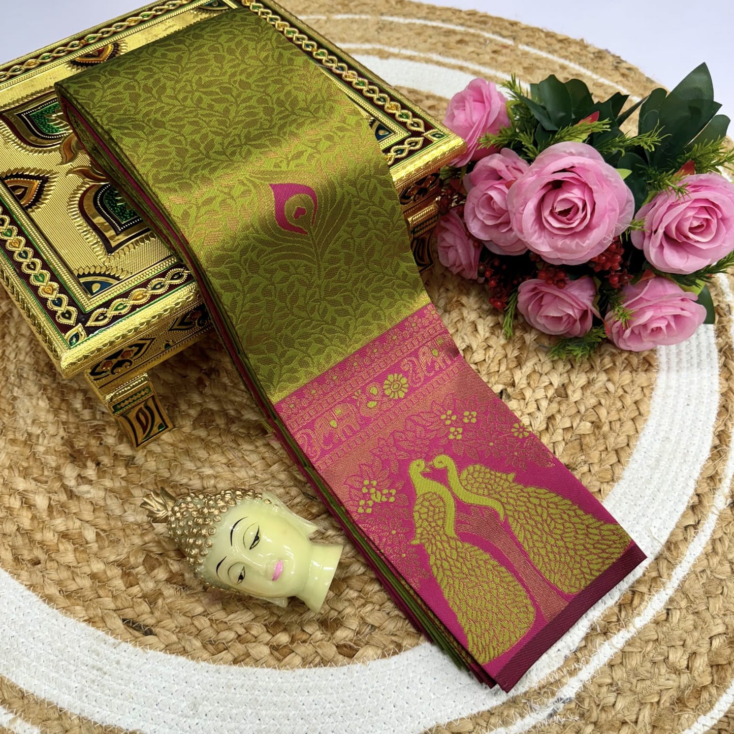 Kubera Korvai Rapier Silk Saree – 3D Embossed