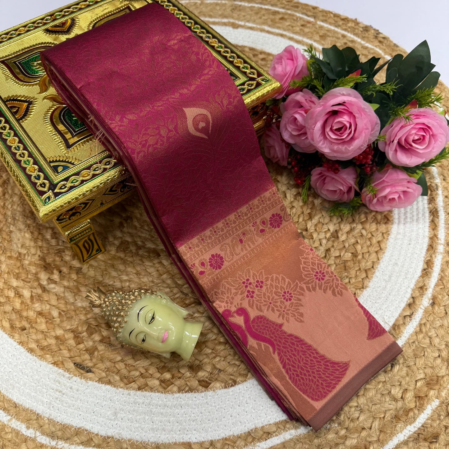 Kubera Korvai Rapier Silk Saree – 3D Embossed