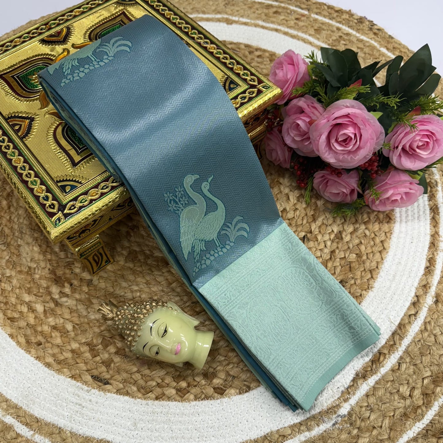 Kubera Korvai Rapier Silk Saree – 3D Embossed
