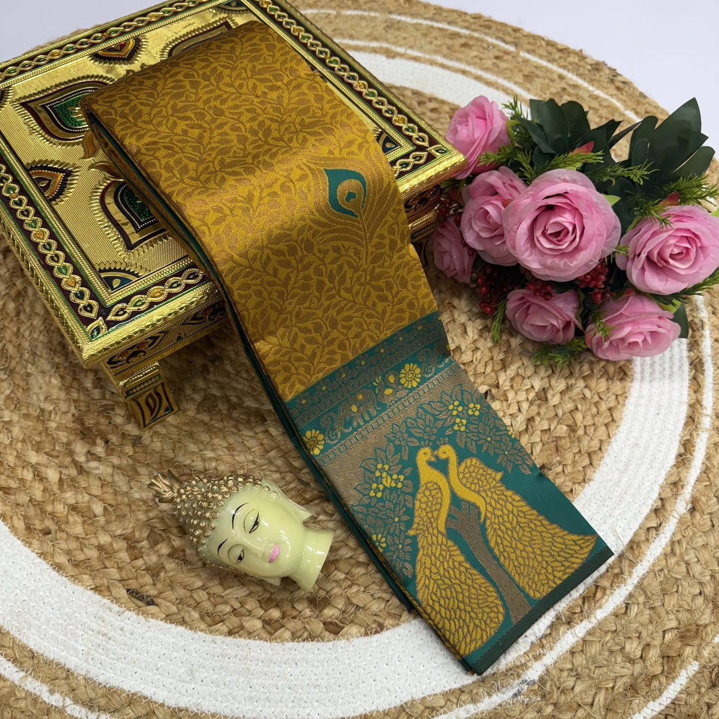 Kubera Korvai Rapier Silk Saree – 3D Embossed
