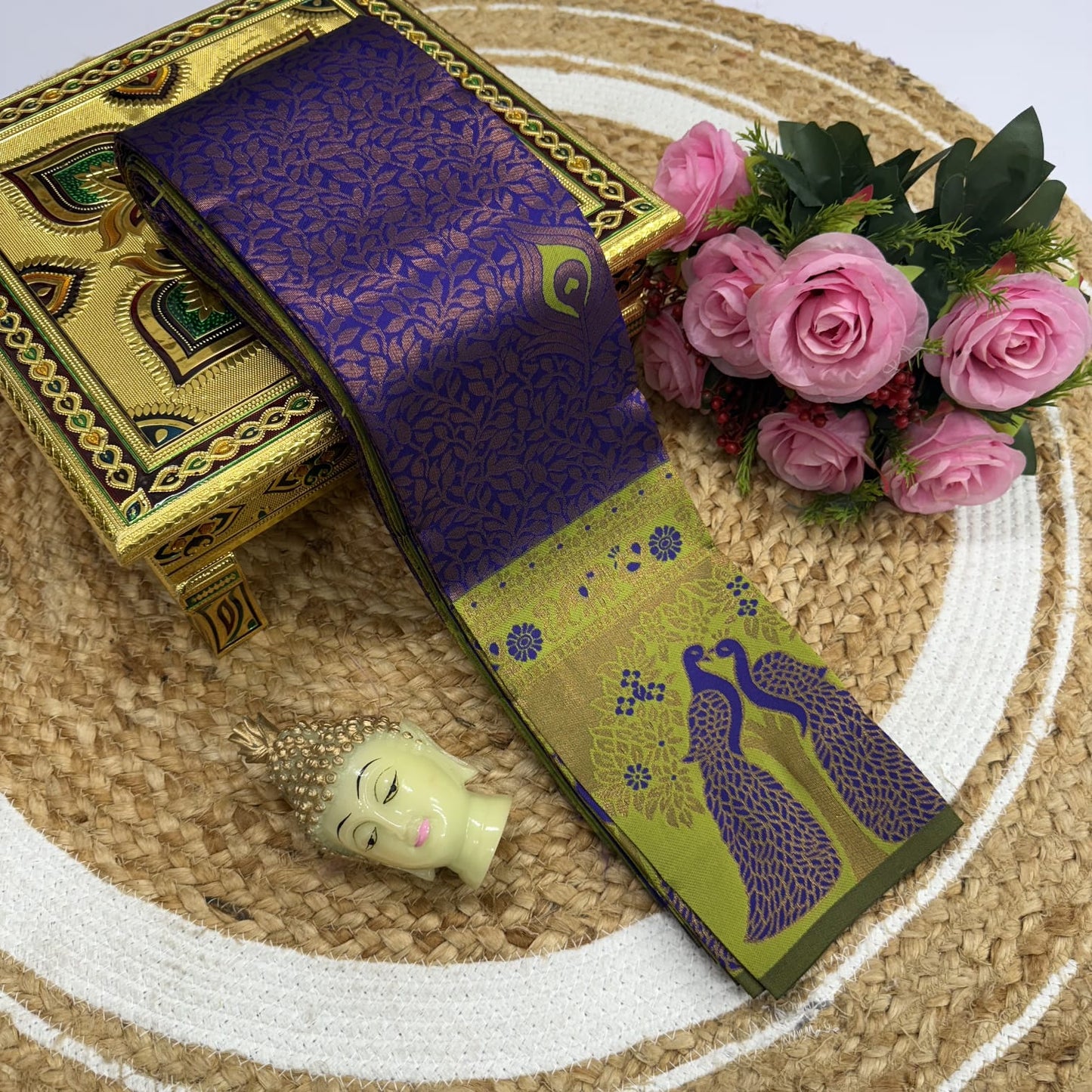 Kubera Korvai Rapier Silk Saree – 3D Embossed