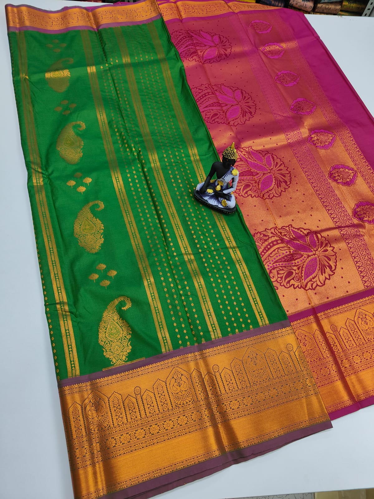 Mangalyam Korvai Kottanji Tana Warp Weave Soft Silk Saree