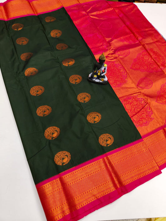 Mangalyam Korvai Kottanji Tana Warp Weave Soft Silk Saree