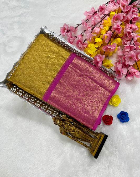 Exclusive Kanchipuram Wedding Golden Tissue Silk Saree