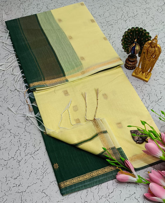 Maheshwari Silk Cotton Saree With Contrast Blouse