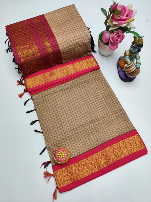 Premium Quality Kalyani Cotton Checked Saree