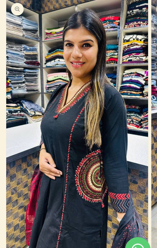 Elegant Pure Cotton Salwar With Intricate Hand Embroidery